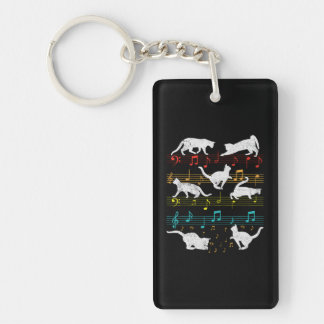 Porte-clefs Kitty Chat Jouer de la musique Note Clef Musicien 