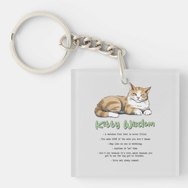 Porte-clefs Kitty Wisdom - Règles de chats amusantes avec un c (Devant)