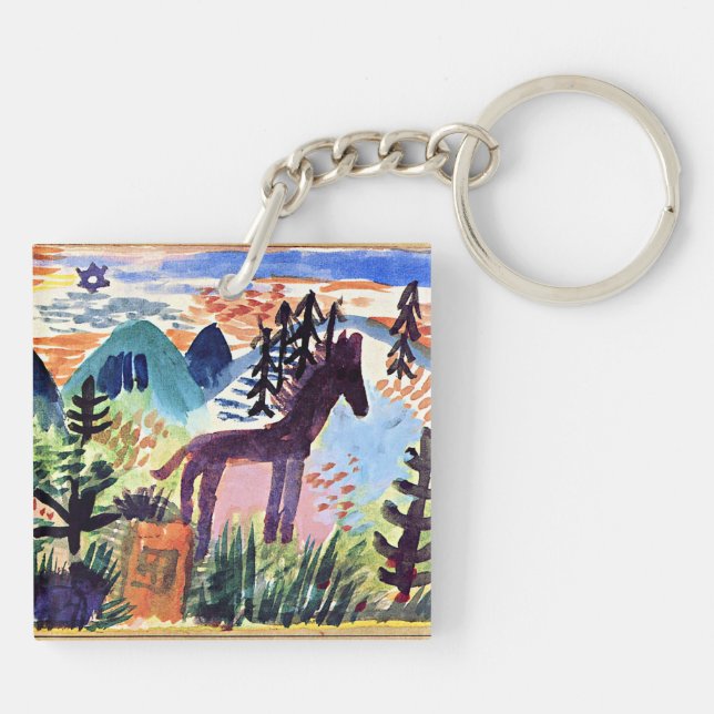 Porte-clefs Klee - Le Cheval, célèbre peinture (Dos)