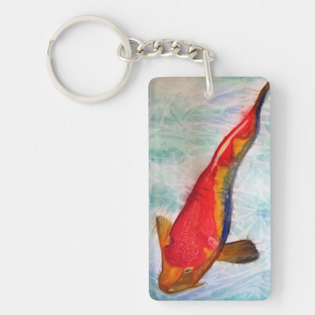 Porte-clefs Kohaku Koi poisson japonais aquarcouleur art (Devant)