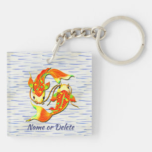 Porte-clefs Koi Carp Fish Orange Green sur l'eau - Ajouter le 