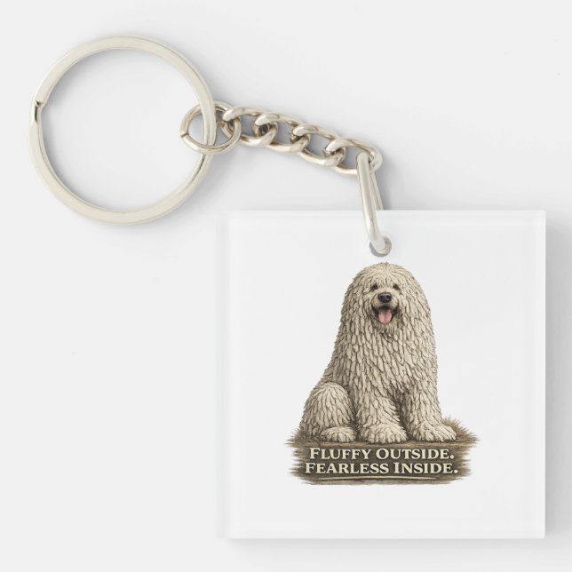 Porte-clefs Komondor – Fourrure extérieure intrépide à l'intér (Devant)