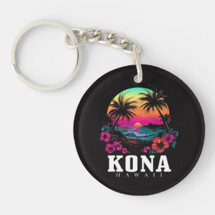 Porte-clefs Kona Hawaï Fleurs d'Hibiscus Hawaïen Surfeur
