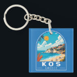 Porte-clefs Kos Greece Travel Art Vintage<br><div class="desc">Kos retro vector travel design. Kos, one of Greece’s Dodecanese islands, is known for its abundant sandy beaches. It’s also rich with Greek and Roman landmarks, particularly in and around Kos Town.</div>