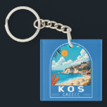 Porte-clefs Kos Greece Travel Art Vintage<br><div class="desc">Kos retro vector travel design. Kos,  one of Greece’s Dodecanese islands,  is known for its abundant sandy beaches. It’s also rich with Greek and Roman landmarks,  particularly in and around Kos Town.</div>