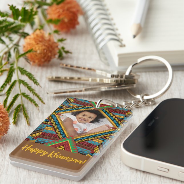 Porte-clefs Kwanzaa Patter Diamond Couleur Lumineuse Personnal (Devant droit)