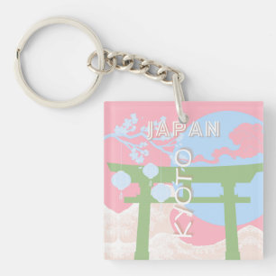 Porte-clefs Kyoto Japan Travel Art, Pastel Travel Art