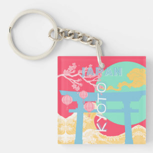 Porte-clefs Kyoto Japon Retro Travel Art
