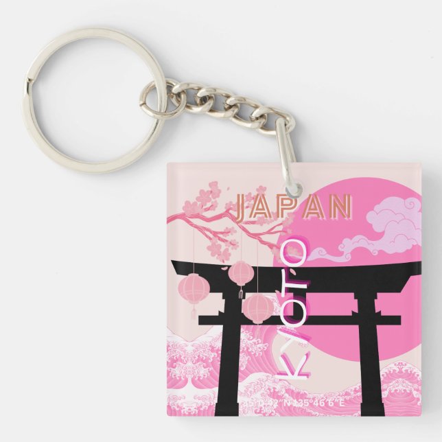 Porte-clefs Kyoto Japon rose Voyages (Devant)