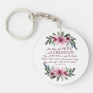 Porte-clefs La Bible chrétienne Verse rose Floral Photo