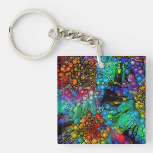 Porte-clefs La bulle psychédélique éclate les marguerites Abst