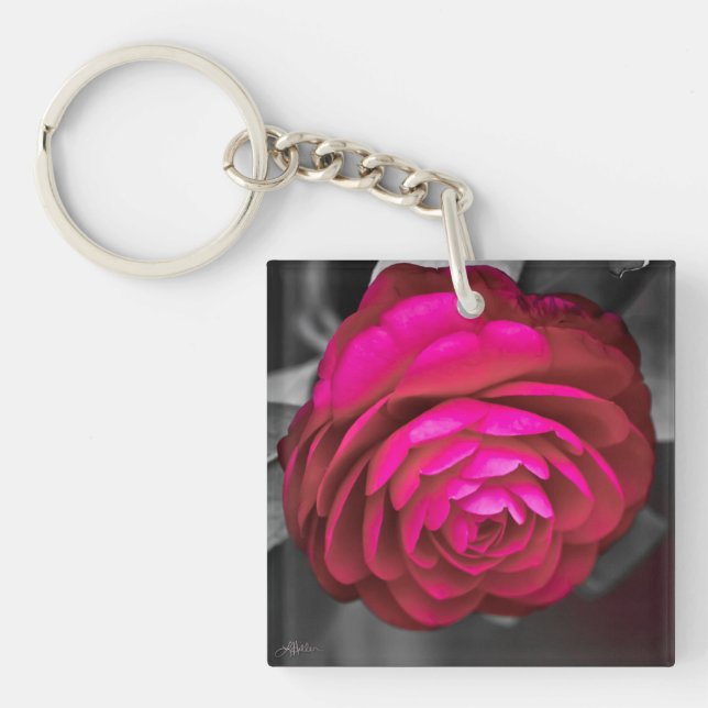 Porte-clefs La Camélia rose  (Devant)