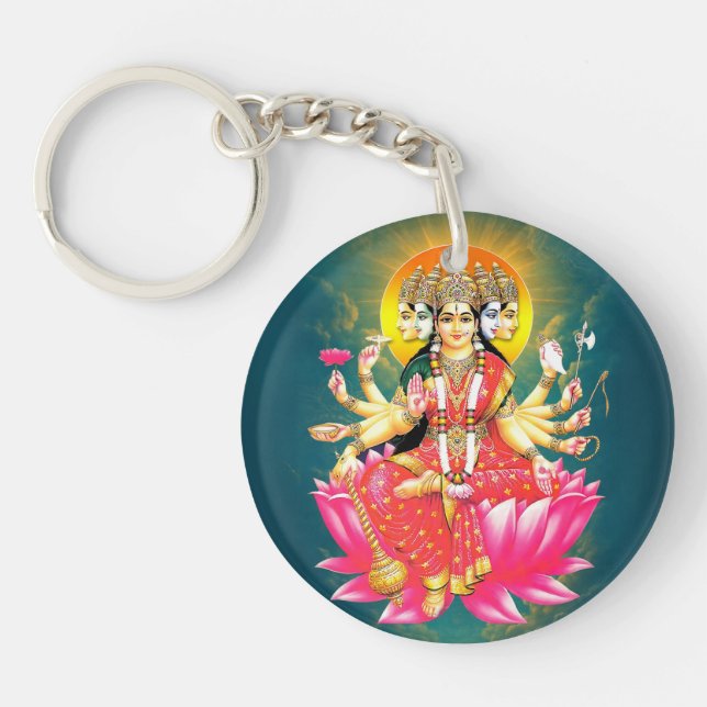 Porte-clefs La déesse Gayatri Devi sur Lotus Hindu Deity (Devant)