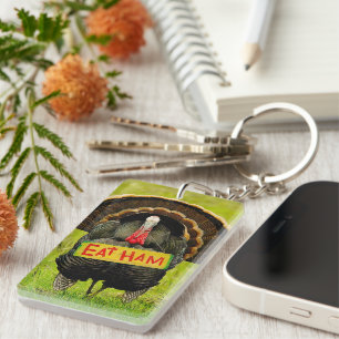 Porte-clefs La dinde fière de SlipperyJoe mange du jambon roug