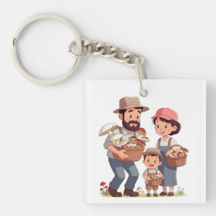 Porte-clefs La Famille Cueille des Champignons Ensemble