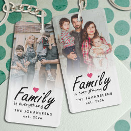 Porte-clefs La famille est tout, photo personnalisée recto-ver