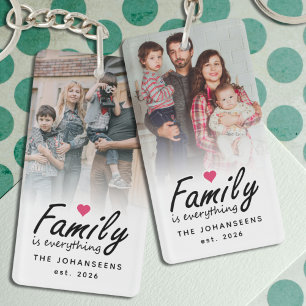Porte-clefs La famille est tout, photo personnalisée recto-ver