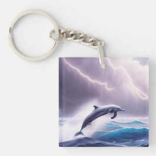 Porte-clefs La magie des dauphins dans une mer orageuse : une 
