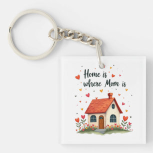 Porte-clefs La maison est où maman est - Fête des mères au coe
