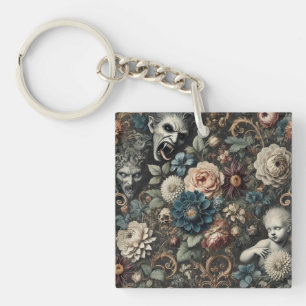 Porte-clefs La pépinière tombée - Design floral gothique