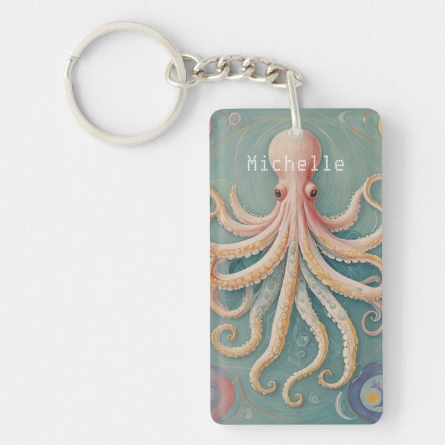 Porte-clefs La pieuvre pastel du récif enchanté (Devant)