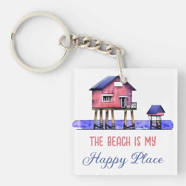 Porte-clefs La plage est mon endroit heureux (Devant)