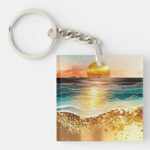 Porte-clefs La série de plage à l'aquarelle Design 3