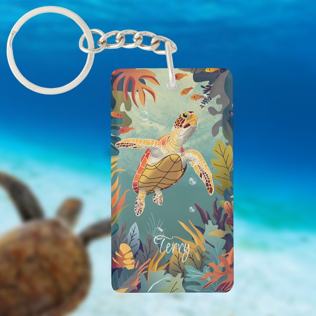 Porte-clefs La Tortue Verte Nage L'Océan Pacifique (Créateur téléchargé)