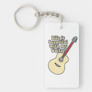 Porte-clefs La vie est belle avec ma guitare.