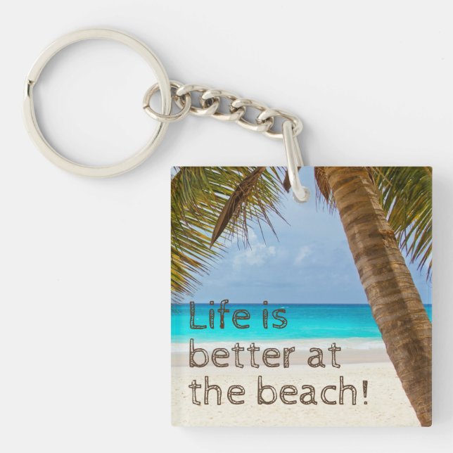 Porte-clefs La vie est meilleure à la plage Palmier (Devant)