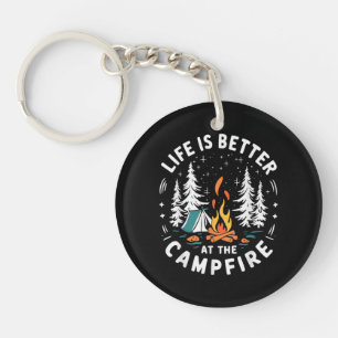 Porte-clefs La vie est meilleure au feu de camp drôle de campi