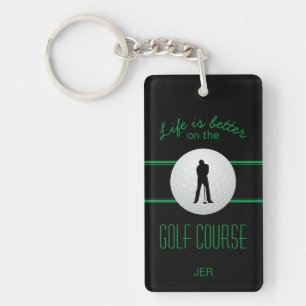 Porte-clefs La vie est meilleure golfeur monogramme noir vert 