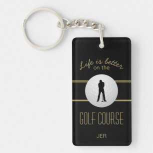 Porte-clefs La vie est mieux Golfer Monogram Black Gold Custom