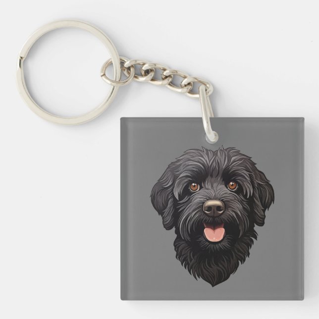 Porte-clefs Labradoodle Chien noir (Devant)