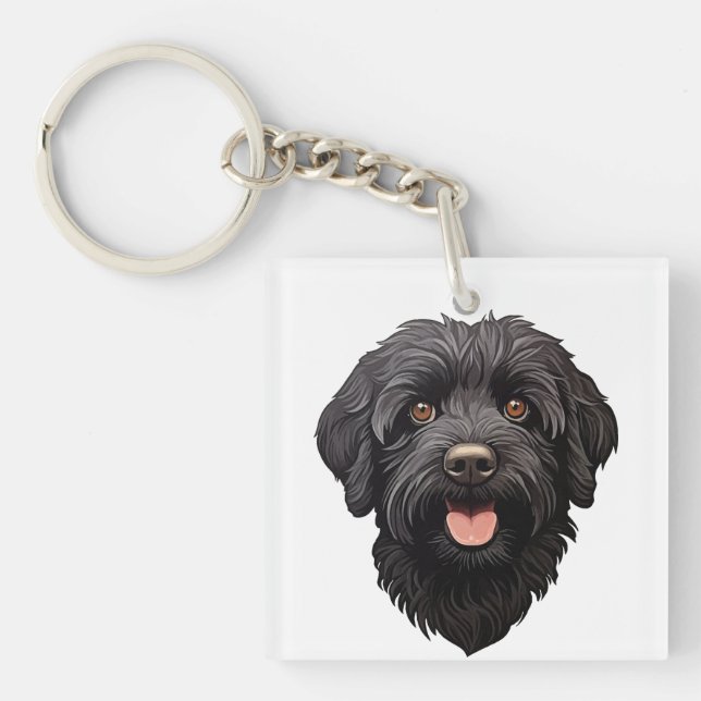 Porte-clefs Labradoodle Chien noir (Devant)
