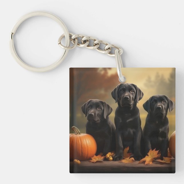 Porte-clefs Labrador chiot Automne Délice Citrouille  (Devant)