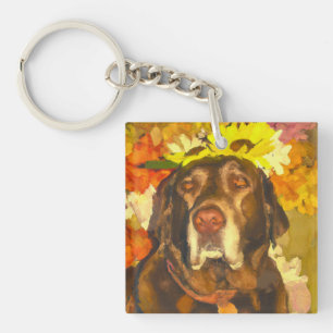 Porte-clefs Labrador en fleurs
