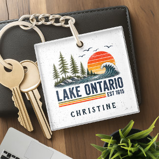 Porte-clefs Lac Ontario Vintage Grands Lacs Vie Lacustre