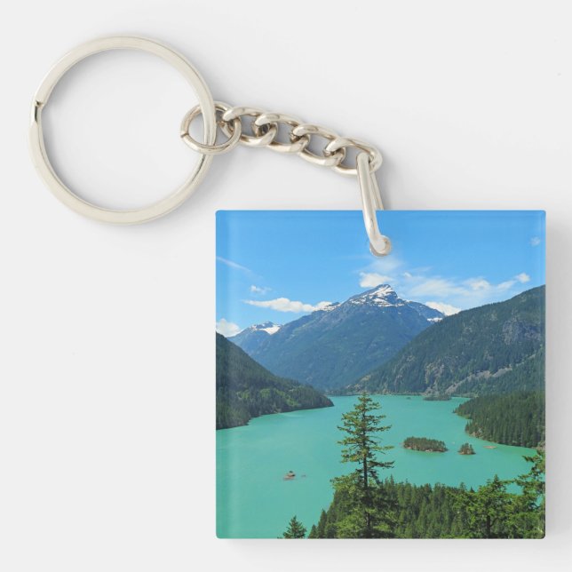 Porte-clefs Lac Turquoise de Snowy Mountain à Washington (Devant)