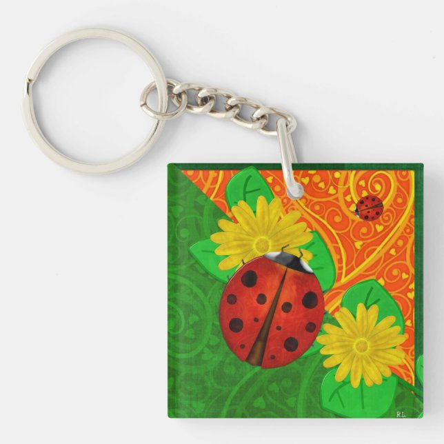 Porte-clefs Ladybug Whimsey 3D Folk Art (Devant)