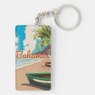 Porte-clefs L'affiche de voyage vintage des Bahamas.