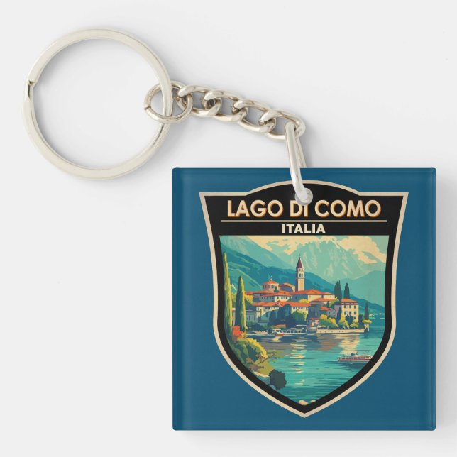 Porte-clefs Lago di Como Italia Travel Art Badge (Devant)