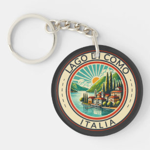 Porte-clefs Lago di Como Italie Illustration Voyage Art Badge