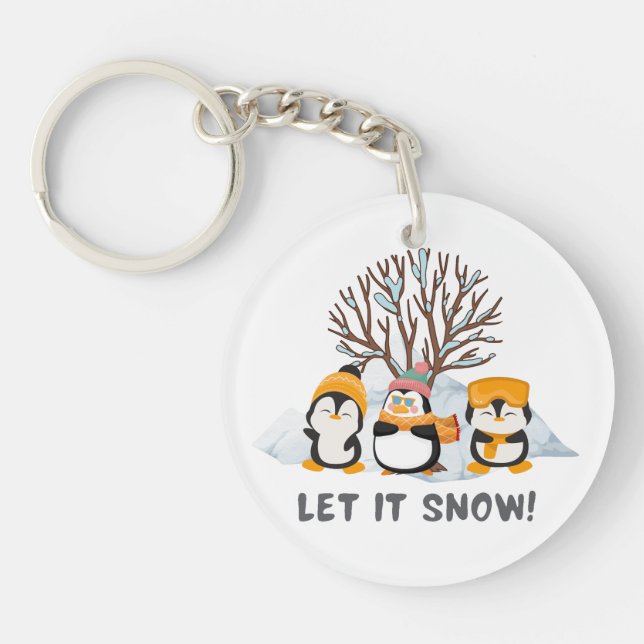 Porte-clefs Laisse-le pingouins à neige (Devant)