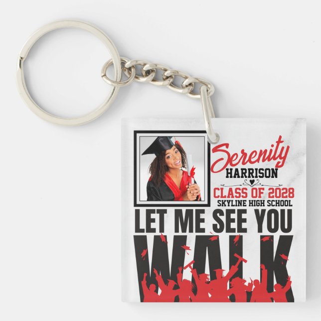 Porte-clefs Laisse-moi te voir marcher | Red & Black Graduatio (Devant)