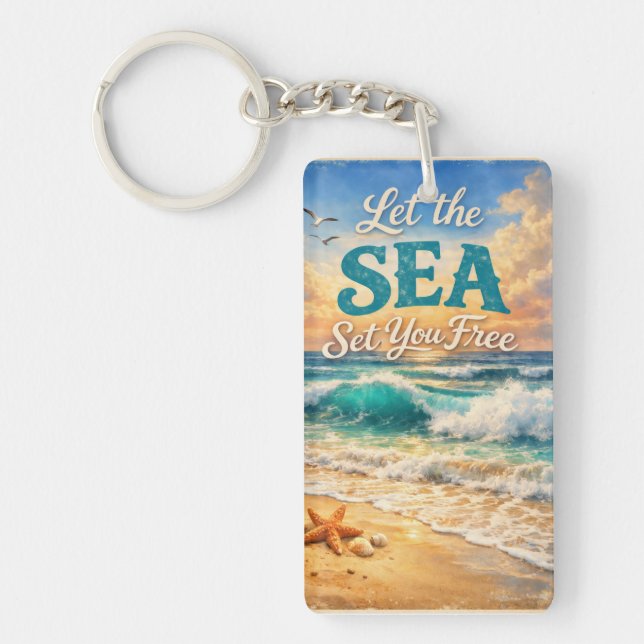 Porte-clefs Laissez la mer vous libérer – Vagues océaniques re (Devant)