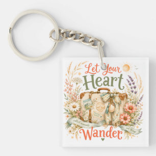 Porte-clefs Laissez votre cœur vagabonder Citation florale de 