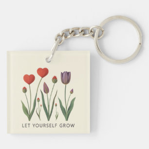 Porte-clefs Laissez-vous grandir Fleur de cœur Tulipes Art
