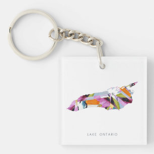Porte-clefs Lake Ontario Silhouette Map Keychain