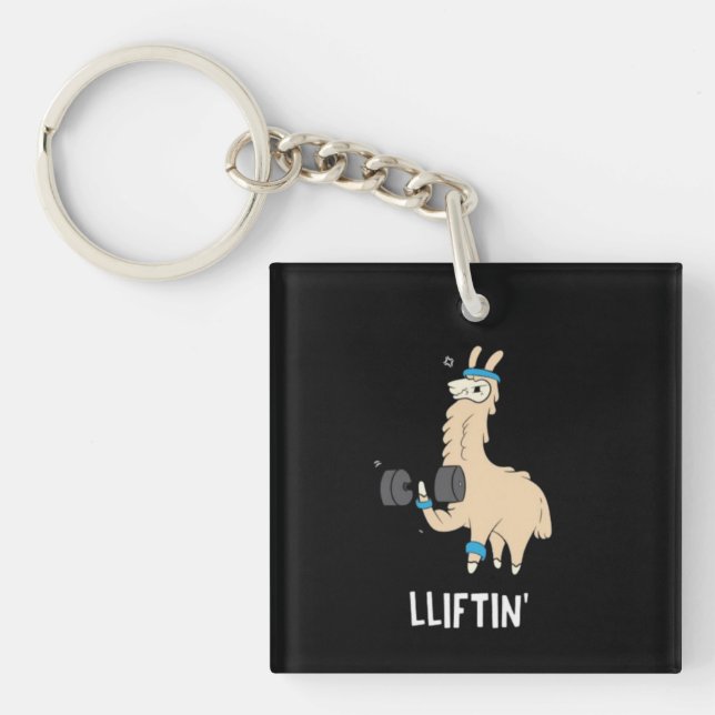 Porte-clefs Lama dans la salle de gym - levage de poids (Devant)
